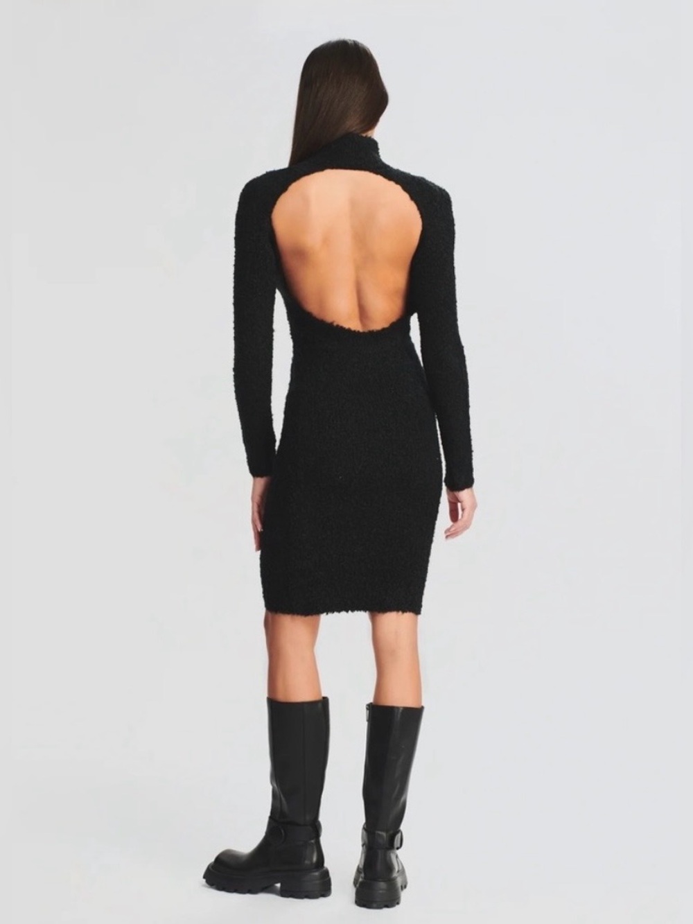 Ser.o.ya Starling Boucle Open Back Sweater Dress Sz S Revolve Seroya
